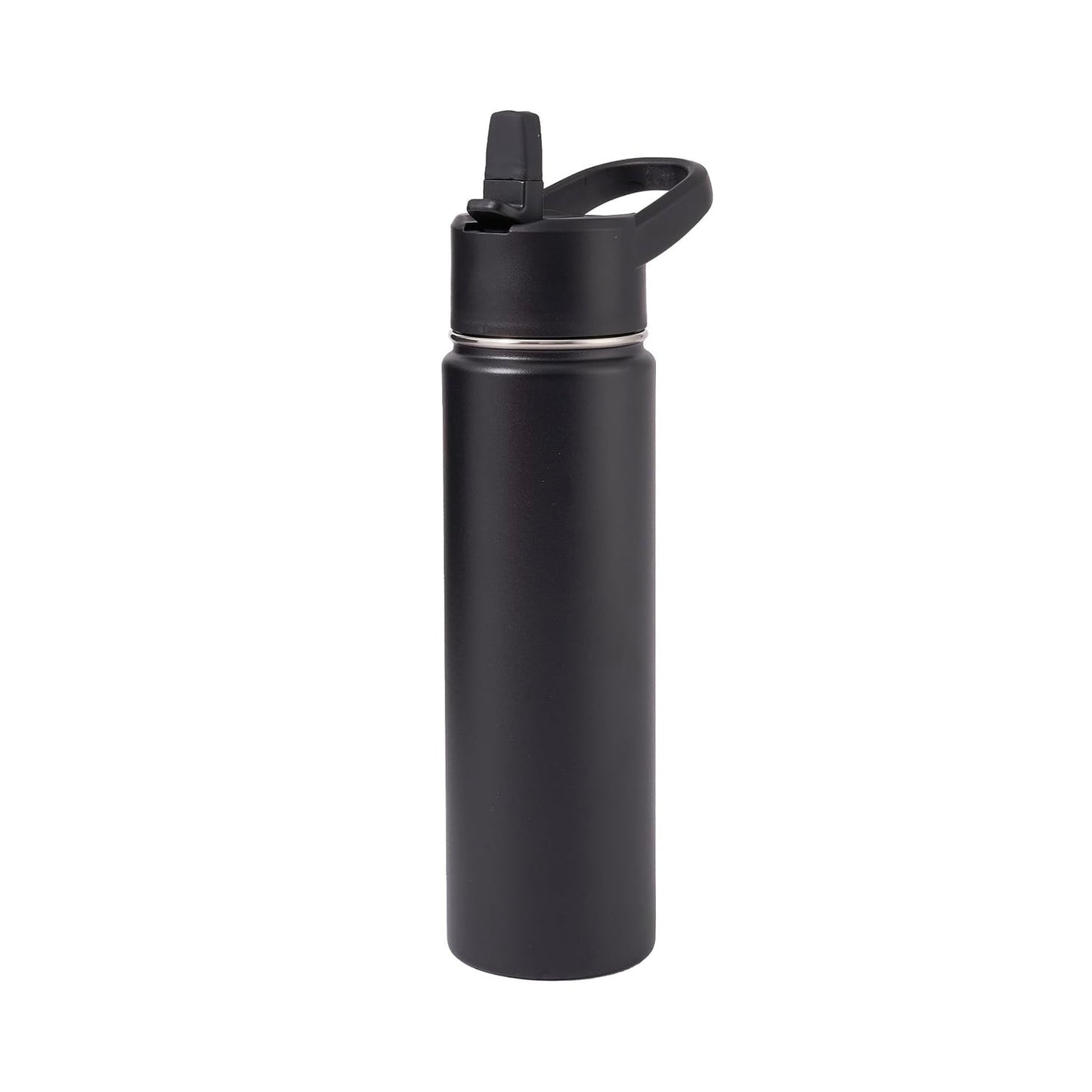 Twinkliss Metal Water Container with Straw and Broad Opening Cap, Stainless Steel