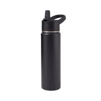 Twinkliss Metal Water Container with Straw and Broad Opening Cap, Stainless Steel