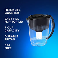 Twinkliss 7-Cup Water Filtration Pitcher - Black, Includes 1 x B15 Filter